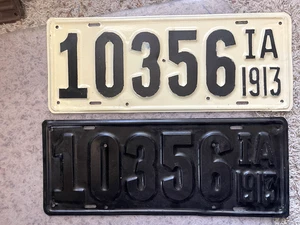 PAAR Iowa Nummernschild von 1913 - (1) restauriert - Bild 1 von 4
