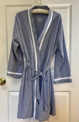 BATA CORTA LIGERA A CUADROS GUINGA AZUL BLANCO EILEEN WEST PARA MUJER Foto 1 de 4