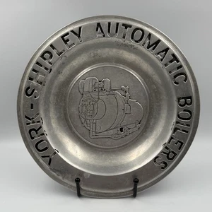 Vintage York-Shipley Boilers 9.5” Pewter Advertising Plate – RWP Wilton Columbia - Picture 1 of 8