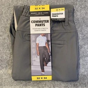 Marc New York Andrew Marc Commuter Pants 32x34 Gray Slim Stretch NWT - Picture 1 of 7