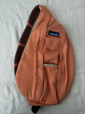 KAVU Crossbody Rope Sling Bag Backpack Adjustable Cotton Coral Peach Dreamsicle - Image 1 of 4