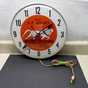Vintage Wisconsin Engines Wanduhr, elektrisch, Glasfront, funktioniert, 12" - Bild 1 von 12