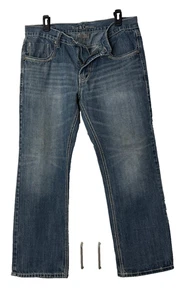 AXE & CROWN Slim Boot Jeans 32W 29L bestickt distressed Medium Wash - Bild 1 von 7