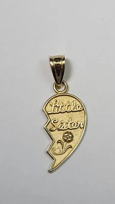 Colgante de medio corazón Hermanita de oro amarillo de 14k Michael Anthony de colección raro Foto 1 de 4