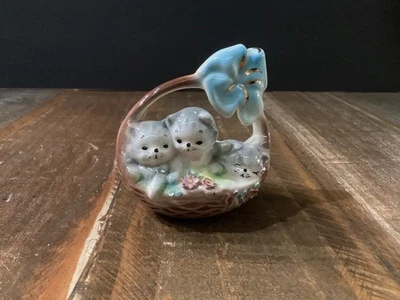 De colección Raro Josef Originales California “Wee Three” 3 Gatitos Grises En Cesta Foto 1 de 4