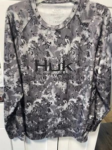 HUK Performance Angelhemd Herren Gr. L grau Camouflage Langarm - Bild 1 von 4