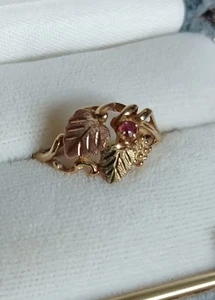 Pretty Black Hills Gold 10k Ruby Ring Size 7 - Picture 1 of 13