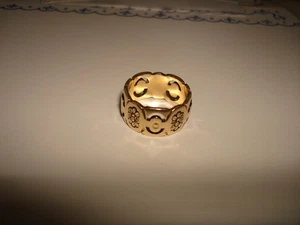 Vintage gravierter schwarzer Emaille 14K Gelbgold 10,04 mm breiter Bandring Größe 6,75 - Bild 1 von 9