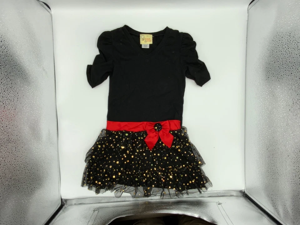 Pre-Owned Sweet Heart Rose for Dollie & Me Girl 6x  Dress Black/Red/Gold - Image 1 of 4