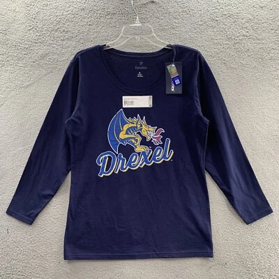NUEVO CON ETIQUETAS Camisa Pullover Fanatics Drexel Dragons Mujer Azul Marino Manga 3/4 Talla M Foto 1 de 4