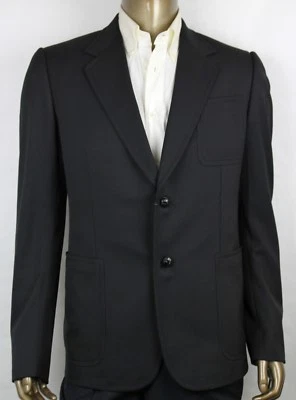 New Gucci Men's Black Wool/Polyester 70's Twill Jacket 2 Buttons 406734 1000 - Image 1 of 4