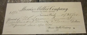 1905 RECEIPT MORRIS MILLER COMPANY TACOMA WA DRY GOODS NOTIONS PUGET SOUND - Picture 1 of 4