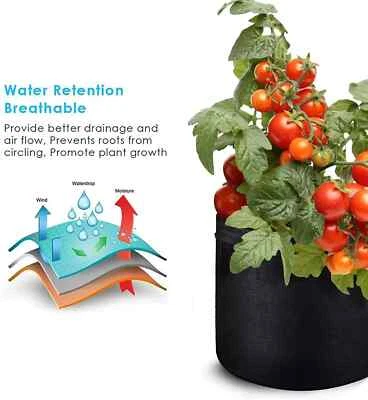 Bolsas de tela para cultivo de plantas de 10 galones 300 g bolsa de suelo para maceta vivero con asas engrosadas Foto 1 de 4