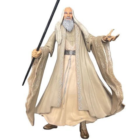 Vintage Lord of the Rings Saruman the White Action Figure LOTR Toybiz with Staff Cover