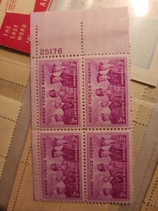 US Plate Block Stamps #1067 1955 Reserved Armed Forces 3c Unused - #B184 - Picture 1 of 4
