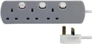 Mains extension lead individual switch uk power 3 Gang 1m 2m 5m 7.5 m10m - Picture 1 of 8