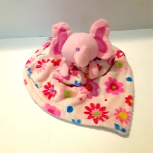 13" Little Beginnings Plush Lovey Security Blanket Pink Floral ELEPHANT Safari - Picture 1 of 5