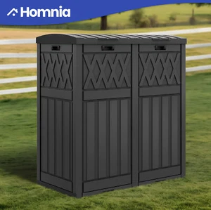 61 Gallon Outdoor Garbage Bin Patio Trash Can Garden Kitchen Waste Compartments - Picture 1 of 11