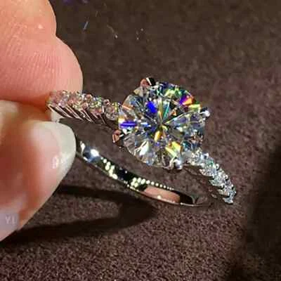 2.20Ct Lab Created VVS1/D Diamond Solitaire Wedding Ring 14K White Gold Finish - Image 1 of 4