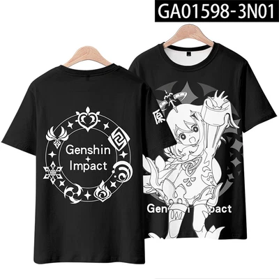 Anime Genshin Impact Paimon Manga Corta Cosplay Periferia Camiseta Figura de Dibujos Animados Foto 1 de 3