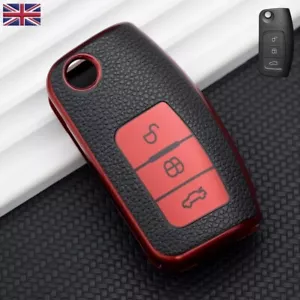 "Custodia portachiavi telecomando auto per Ford Fiesta Focus Mondeo Kuga C S Max ""ROSSO" - Foto 1 di 7