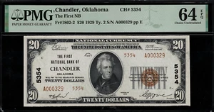1929 $20 National - Type 2 - Chandler, Oklahoma - Charter 5354 PMG 64 EPQ - Picture 1 of 2