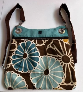 1154 LILL STUDIOS Handtasche braun Multi Tasche Reißverschluss beflockt Blumen wandelbar Rucksack - Bild 1 von 11