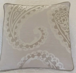 16" Laura Ashley 'Emperor Paisley silk dove Grey fabric cushion cover PIPED - Picture 1 of 5