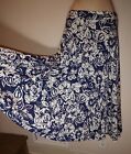 FLARED Art FLORAL Size 1X SKIRT Blue & Ivory Stretch Comfort