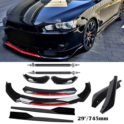 Front Rear Bumper Lip Spoiler Splitter Side Skirt Body Kits For Mitsubishi Lanc Foto 1 de 4