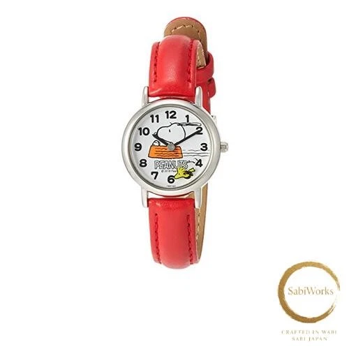 Citizen Q & Q Watch Analog Snoopy Waterproof Leather Belt Second Hand Disk P00