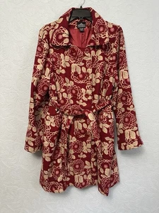 Abrigo Angie Talla XL Rojo Floral Con Bolsillos para Cinturón Chaqueta Boho Doble Pecho - Imagen 1 de 6