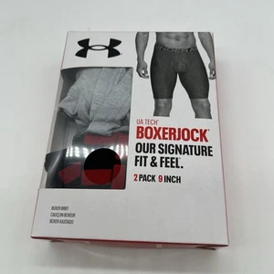 NEW MEN'S UA TECH UNDER ARMOUR BOXERJOCK BOXER BRIEF 2 PACK 9 INCH Size small - Picture 1 of 4