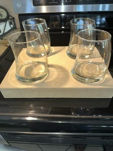 Libbey BRAVURA 4" Double Old Fashion Rocks Glasses Clear Curved Shaped Set of 4 - Picture 1 of 4