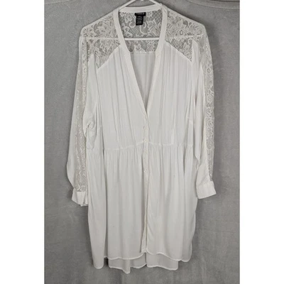 Bata/cubierta/vestido tórrido talla 4 punteado marrón rayón suizo + busto de encaje 51" W48" len 41" en excelente estado Foto 1 de 4