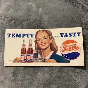 Vintage Pepsi:Cola Double Dot Cardboard Advertisement Sign 3 1/2” x 7 1/4” Size - Picture 1 of 14