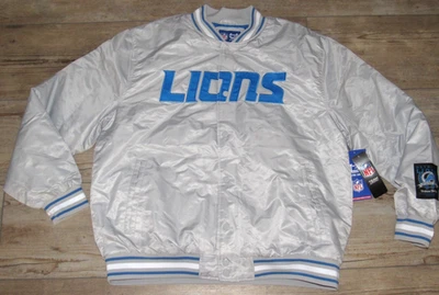 Detroit Lions NFL Quilt Lined Knit Trim Silver Varsity Jacket size Men's XL - Image 1 of 4