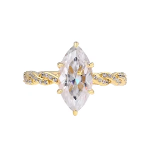 3ct Marquise VVS1 D Excellent 18K Yellow Gold Lab Created Ring Diamond Test Pass - Picture 1 of 3