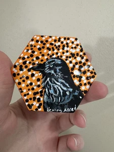 Original Raven Bird Acrylic Canvas Refrigerator Magnet Size 2.5”x3” - Picture 1 of 3