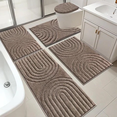 HEBE Juego de Alfombras de Baño 5 Piezas, Alfombrillas de Baño Absorbentes de Felpa para Baño, No S... Foto 1 de 4