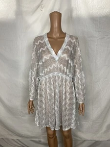 Missoni Women's Swim Short Cover-Up Kaftan with Zig Zag Size L Silver - Picture 1 of 13