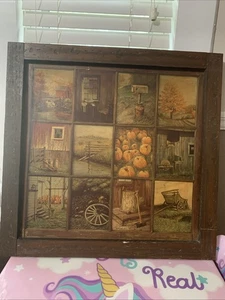 Cuadro de 12 ventanas Homco Mitchell calabaza granja hogar interiores de colección - Imagen 1 de 9