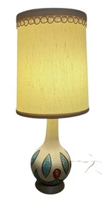 Vintage 1960s Atomic Lamp Turquoise Red Chalkware Genie Bottle MCM Small - Picture 1 of 11