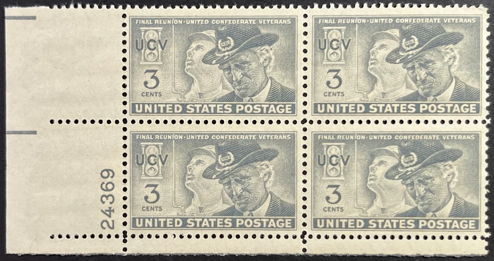 U.S. Scott #998, P.B. of 4, United Confederate Veterans Final Reunion, F-VF, MNH - Image 1 of 2