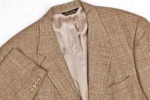 Vintage Brooks Brothers Blazer Mens Windowpane Lightweight Silk Blend Jacket 46R - Picture 1 of 13