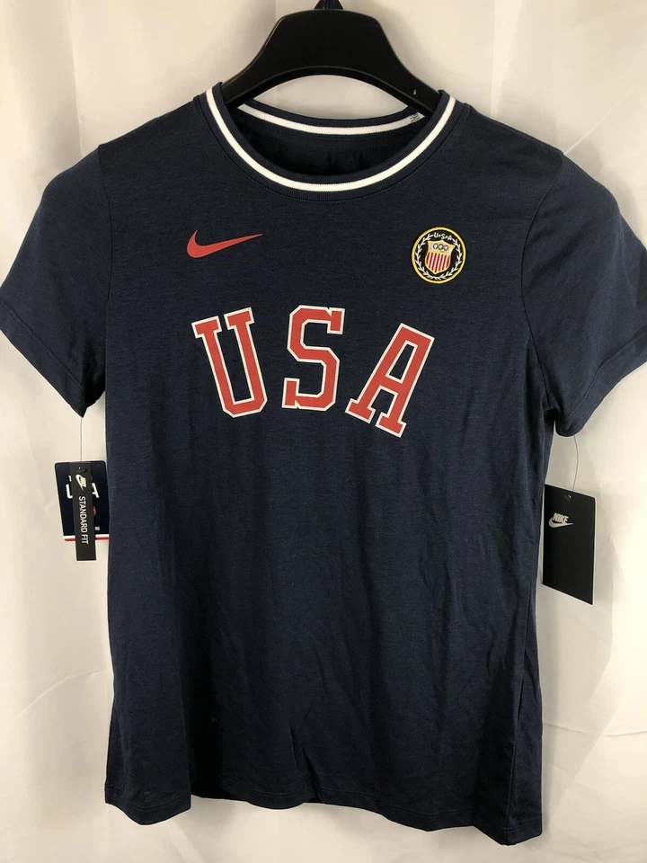 Womens Nike USA Olympics Shirt Red White Blue Patriotic CT5202 Fourth of July L