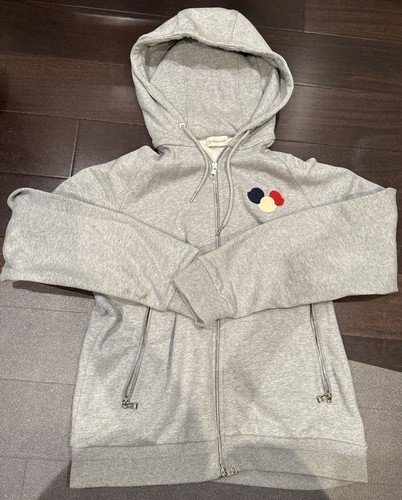Moncler Felpa con Cappuccio Zip Grigio Taglia Media 100% Autentica