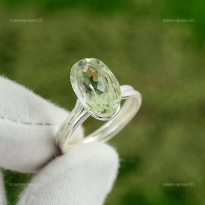 Anillo de plata esterlina con piedras preciosas de amatista verde oferta del día de las hermanas talla 9,25 Foto 1 de 4
