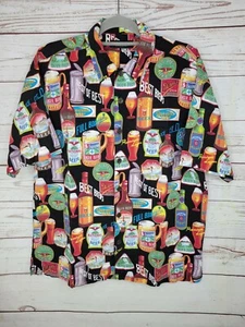 Cactus Black Label Mens Button Summer Beer Hawaiian Shirt Sz Large - Picture 1 of 7