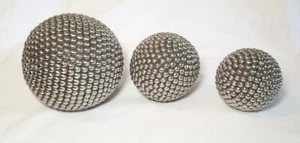 Vintage Set Of 3 Stainless Studded Decor Balls 3 Sizes Please Read - Picture 1 of 12